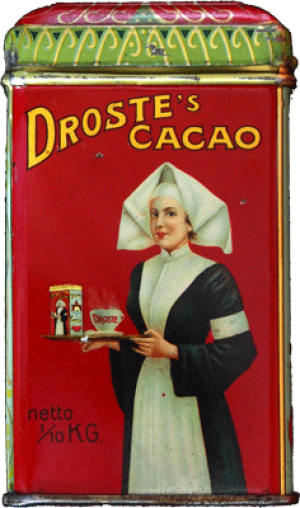 Tin of Droste Cocoa with Droste effect Tin of Droste Cocoa with Droste effect